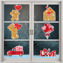 Load image into Gallery viewer, 6 Pcs Valentine Diamond Painting Sticker Gem Sticker for Boy Girls Gift (Bear)