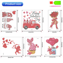 Load image into Gallery viewer, 6 Pcs Valentine Bear Gnome Diamond Painting Sticker Art Craft for Boy Girls Gift
