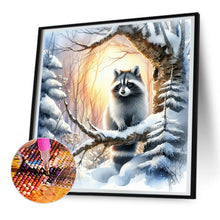 Load image into Gallery viewer, Diamond Painting - Full Round - raccoon in snow (30*30CM)