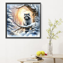 Load image into Gallery viewer, Diamond Painting - Full Round - raccoon in snow (30*30CM)