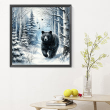 Load image into Gallery viewer, Diamond Painting - Full Round - black bear in snow (30*30CM)