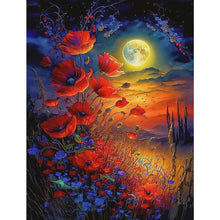 Load image into Gallery viewer, Diamond Painting - Full Square - Red flowers under the moon (30*40CM)