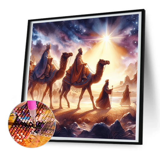 Diamond Painting - Full Round - Nativity of Jesus on Desert Camel (30*30CM)