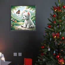 Load image into Gallery viewer, Diamond Painting - Full Round - Puppy playing with butterfly (40*40CM)