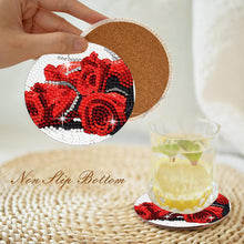 Load image into Gallery viewer, 8 Pcs Acrylic Red Rose Diamond Painting Crafts Coaster with Holder for Beginners