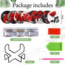 Load image into Gallery viewer, 8 Pcs Acrylic Red Rose Diamond Painting Crafts Coaster with Holder for Beginners