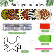 Load image into Gallery viewer, 8 Pcs Animal Texture Wooden Biscuit Diamond Painting Art Coaster Kit with Holder