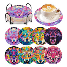 Load image into Gallery viewer, 8 Pcs Animal Texture Wooden Biscuit Diamond Painting Art Coaster Kit with Holder