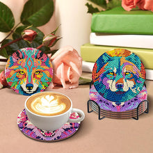 Load image into Gallery viewer, 8 Pcs Animal Texture Wooden Biscuit Diamond Painting Art Coaster Kit with Holder