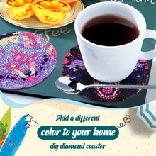 Load image into Gallery viewer, 8 Pcs Animal Texture Wooden Biscuit Diamond Painting Art Coaster Kit with Holder