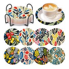 Load image into Gallery viewer, 8 Pcs Animal Texture Wooden Biscuit Diamond Painting Art Coaster Kit with Holder