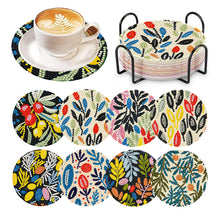 Load image into Gallery viewer, 8 Pcs Animal Texture Wooden Biscuit Diamond Painting Art Coaster Kit with Holder