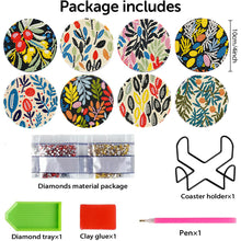 Load image into Gallery viewer, 8 Pcs Animal Texture Wooden Biscuit Diamond Painting Art Coaster Kit with Holder