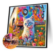 Load image into Gallery viewer, Diamond Painting - Full Round - Cat Flower Bush and Bus (40*40CM)
