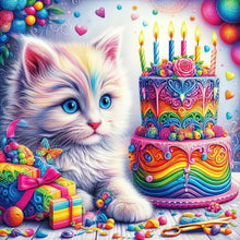 Load image into Gallery viewer, Diamond Painting - Full Round - cat and cake (40*40CM)
