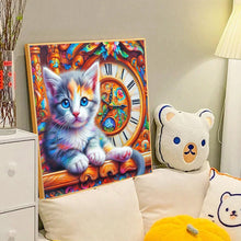 Load image into Gallery viewer, Diamond Painting - Full Round - cat and clock (40*40CM)