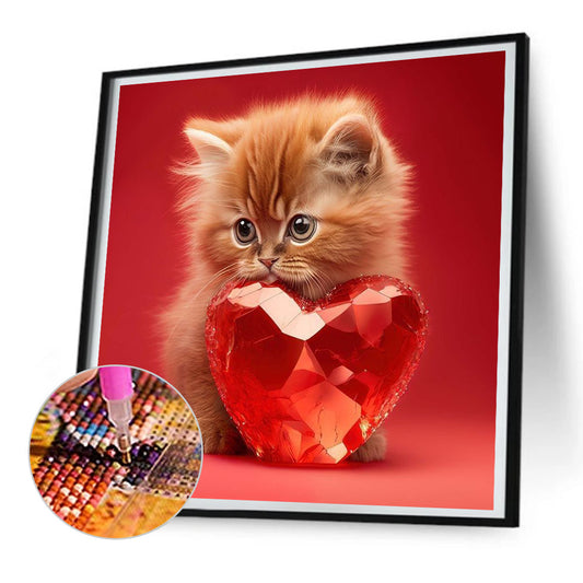 Diamond Painting - Full Round - Love and kitten (30*30CM)