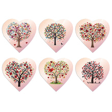 Load image into Gallery viewer, 6 Pcs Christmas Special Shape Diamond Painting Greeting Card Kit (Heart Tree)