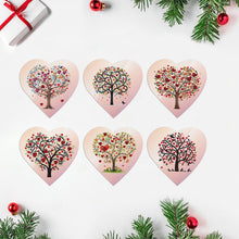 Load image into Gallery viewer, 6 Pcs Christmas Special Shape Diamond Painting Greeting Card Kit (Heart Tree)
