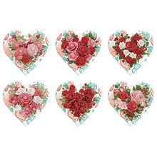 Load image into Gallery viewer, 6 Pcs Christmas Special Shape Diamond Painting Greeting Card Kit (Heart Rose)