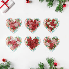 Load image into Gallery viewer, 6 Pcs Christmas Special Shape Diamond Painting Greeting Card Kit (Heart Rose)