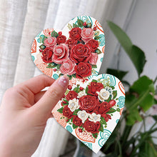 Load image into Gallery viewer, 6 Pcs Christmas Special Shape Diamond Painting Greeting Card Kit (Heart Rose)