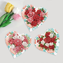 Load image into Gallery viewer, 6 Pcs Christmas Special Shape Diamond Painting Greeting Card Kit (Heart Rose)
