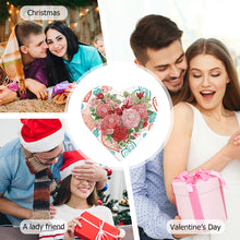Load image into Gallery viewer, 6 Pcs Christmas Special Shape Diamond Painting Greeting Card Kit (Heart Rose)