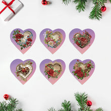 Load image into Gallery viewer, 6 Pcs Christmas Special Shape Diamond Painting Greeting Card Kit (Heart Rose)