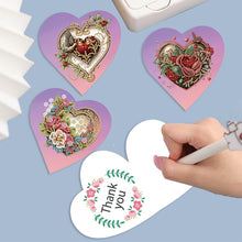 Load image into Gallery viewer, 6 Pcs Christmas Special Shape Diamond Painting Greeting Card Kit (Heart Rose)