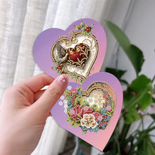 Load image into Gallery viewer, 6 Pcs Christmas Special Shape Diamond Painting Greeting Card Kit (Heart Rose)