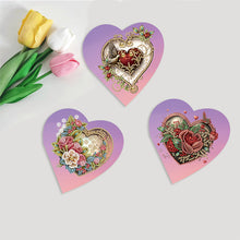 Load image into Gallery viewer, 6 Pcs Christmas Special Shape Diamond Painting Greeting Card Kit (Heart Rose)