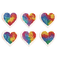 Load image into Gallery viewer, 6 Pcs Christmas Special Shape Diamond Painting Greeting Card Kit(Colorful Heart)