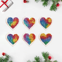 Load image into Gallery viewer, 6 Pcs Christmas Special Shape Diamond Painting Greeting Card Kit(Colorful Heart)