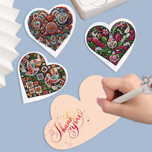 Load image into Gallery viewer, 6 Pcs Christmas Special Shape Diamond Painting Greeting Card Kit (Heart Flower)