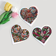 Load image into Gallery viewer, 6 Pcs Christmas Special Shape Diamond Painting Greeting Card Kit (Heart Flower)