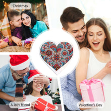 Load image into Gallery viewer, 6 Pcs Christmas Special Shape Diamond Painting Greeting Card Kit (Heart Flower)