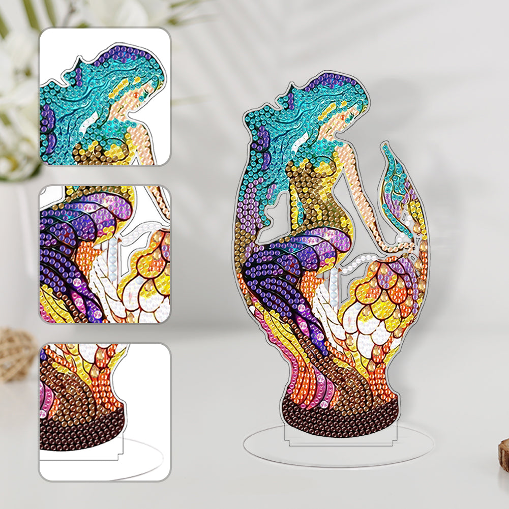 Lion Diamond Painting Desktop Ornaments Kit with Light for Office Desktop Decor