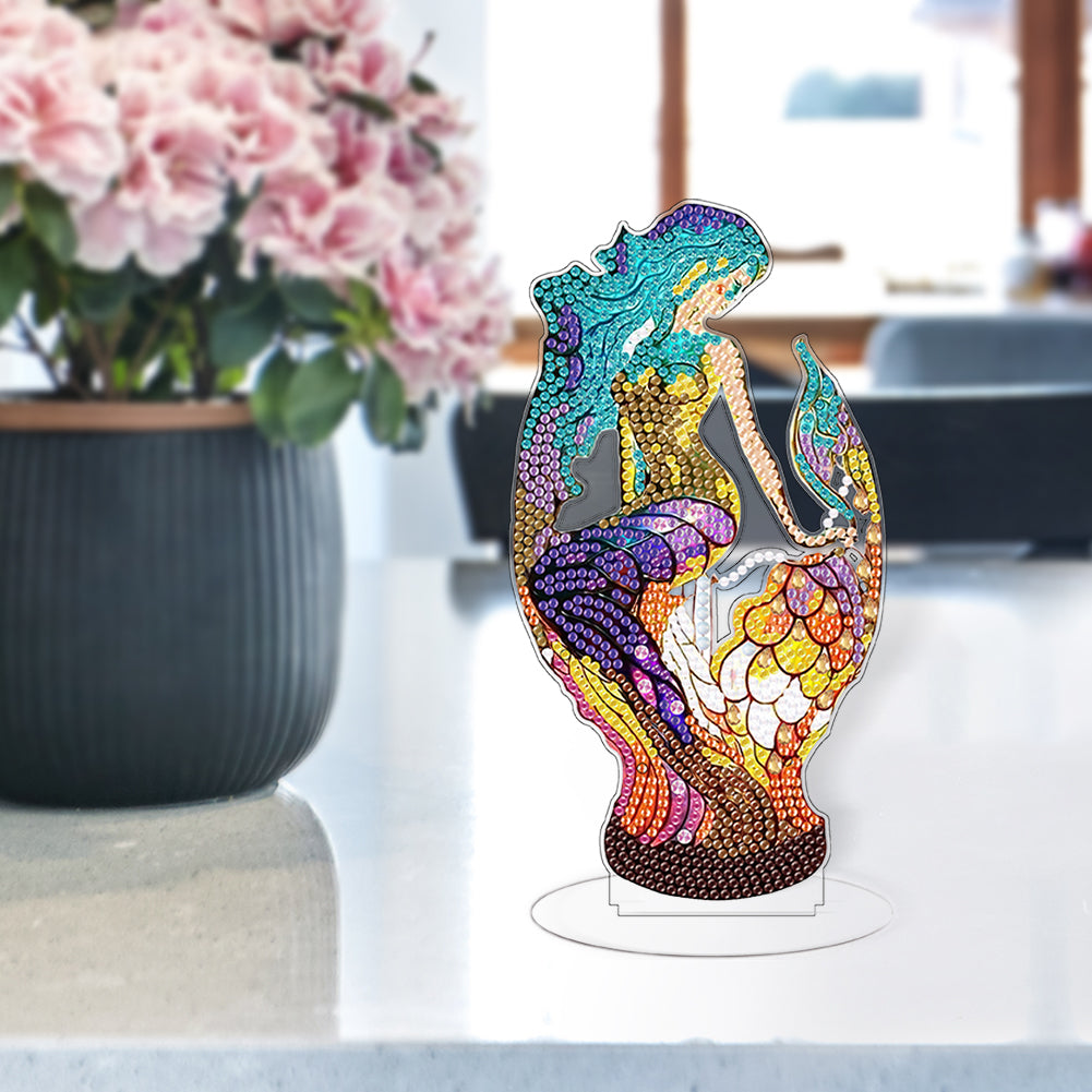 Lion Diamond Painting Desktop Ornaments Kit with Light for Office Desktop Decor