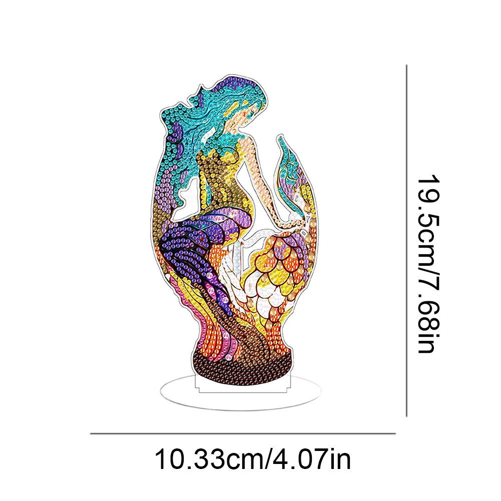 Lion Diamond Painting Desktop Ornaments Kit with Light for Office Desktop Decor