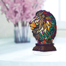 Load image into Gallery viewer, Lion Diamond Painting Desktop Ornaments Kit with Light for Office Desktop Decor