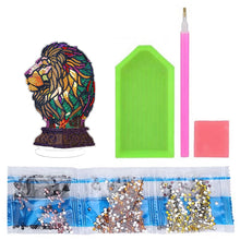 Load image into Gallery viewer, Lion Diamond Painting Desktop Ornaments Kit with Light for Office Desktop Decor