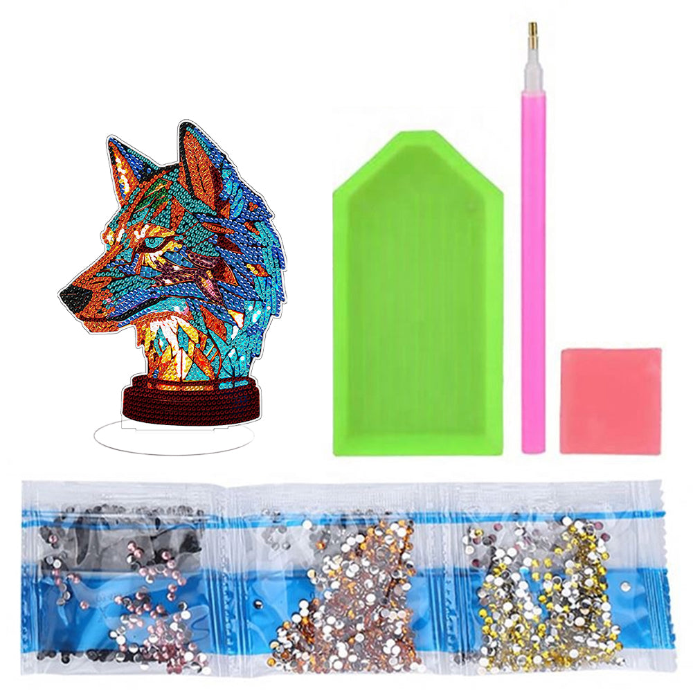 Lion Diamond Painting Desktop Ornaments Kit with Light for Office Desktop Decor