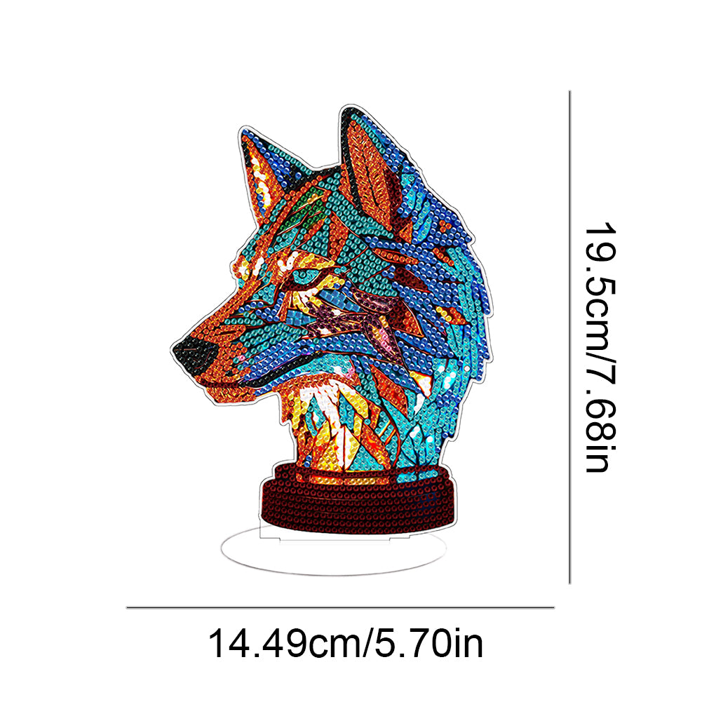 Lion Diamond Painting Desktop Ornaments Kit with Light for Office Desktop Decor