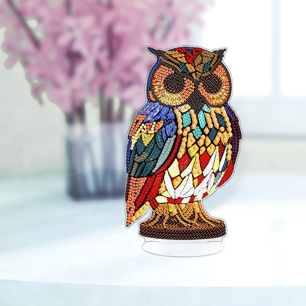 Lion Diamond Painting Desktop Ornaments Kit with Light for Office Desktop Decor
