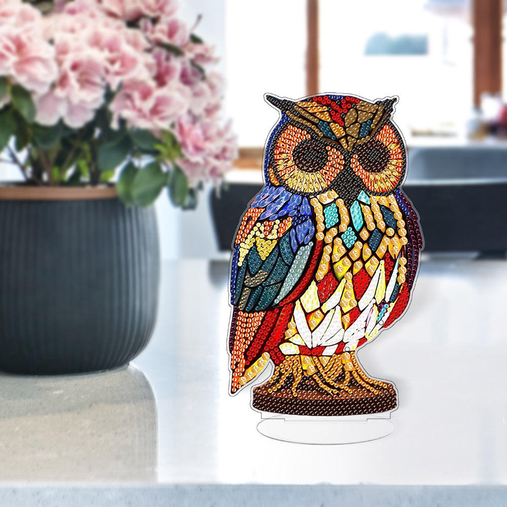 Lion Diamond Painting Desktop Ornaments Kit with Light for Office Desktop Decor