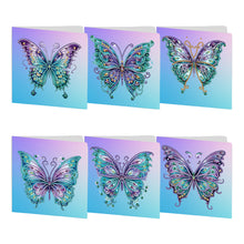 Load image into Gallery viewer, 6 Pcs Christmas Butterfly Special Shape Diamond Painting Greeting Card Kit(Blue)