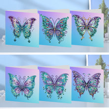 Load image into Gallery viewer, 6 Pcs Christmas Butterfly Special Shape Diamond Painting Greeting Card Kit(Blue)