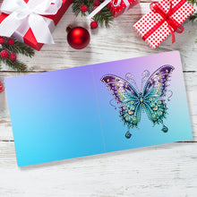 Load image into Gallery viewer, 6 Pcs Christmas Butterfly Special Shape Diamond Painting Greeting Card Kit(Blue)
