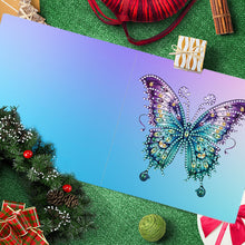 Load image into Gallery viewer, 6 Pcs Christmas Butterfly Special Shape Diamond Painting Greeting Card Kit(Blue)